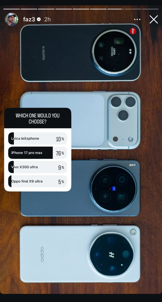 Sheikh Hamdan instagram story phone poll 1