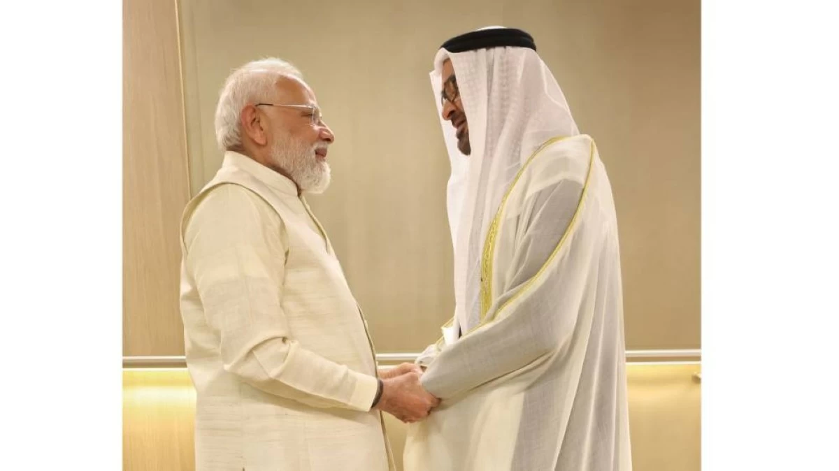 UAE President His Highness Sheikh Mohamed bin Zayed Al Nahyan with Indian Prime Minister Narendra Modi