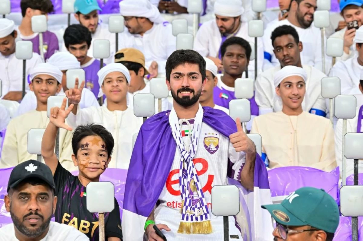 Fans support their teams during ADNOC Pro League at Hazza bin Zayed stadium in Al Ain on May 16, 2026. (Photo by Patrick Castillo)