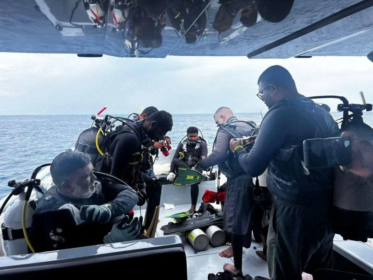 Members of National Defence Force (MNDF) prepare to take part in a search and recovery operation for four Italian scuba divers in the waters of Vaavu Atoll, Maldives, May 16, 2026. Maldives President’s Office/ Handout via REUTERS