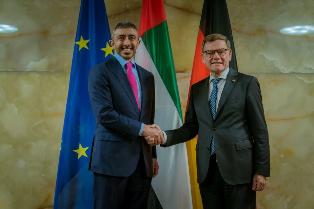H.H. Sheikh Abdullah bin Zayed Al Nahyan, Deputy Prime Minister and Minister of Foreign Affairs, met with Johann Wadephul, Minister for Foreign Affairs of the Federal Republic of Germany. Picture credit: Supplied