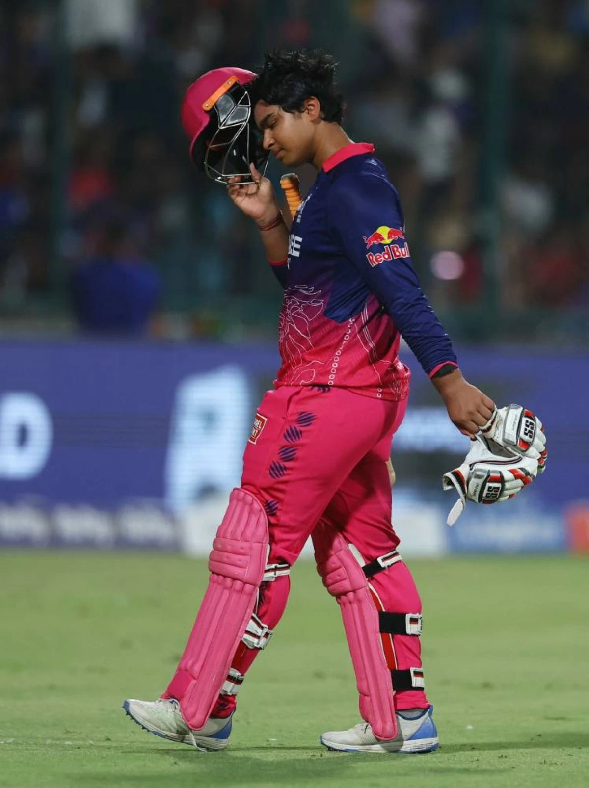 Rajasthan Royals' Vaibhav Sooryavanshi walks off after losing his wicket to Delhi Capitals' Madhav Tiwari during their match at Arun Jaitley Stadium, New Delhi, India on May 17, 2026 REUTERS/Anushree Fadnavis