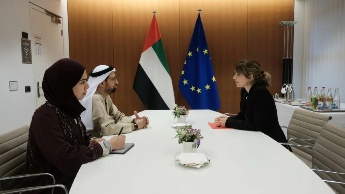 The two sides reviewed opportunities to enhance economic and investment cooperation between the UAE and EU countries. Picture credit: Supplied
