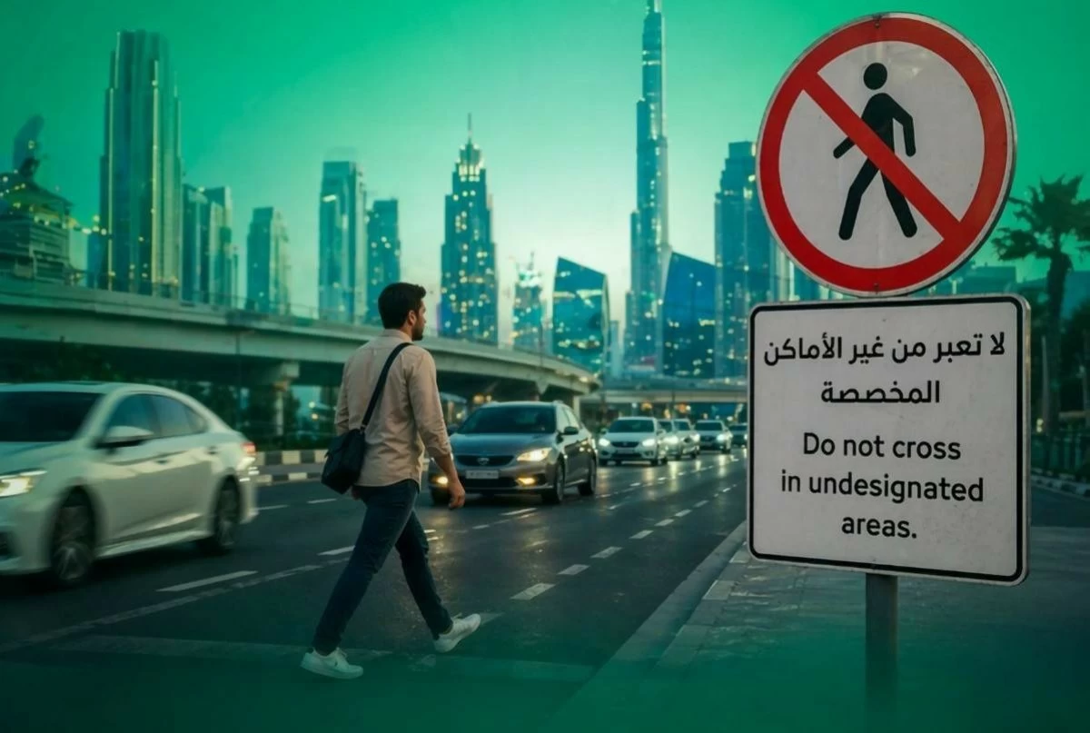 Jaywalking or crossing the road illegally can cost you Dh400.
Picture credit: Archives