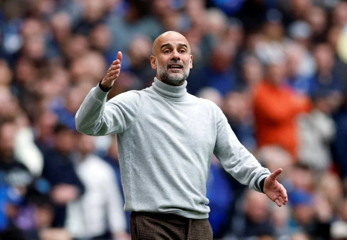  Pep Guardiola in action during the FA Cup final match between Chelsea and Manchester City at Wembley Stadium, London, Britain on May 16, 2026. (Reuters)