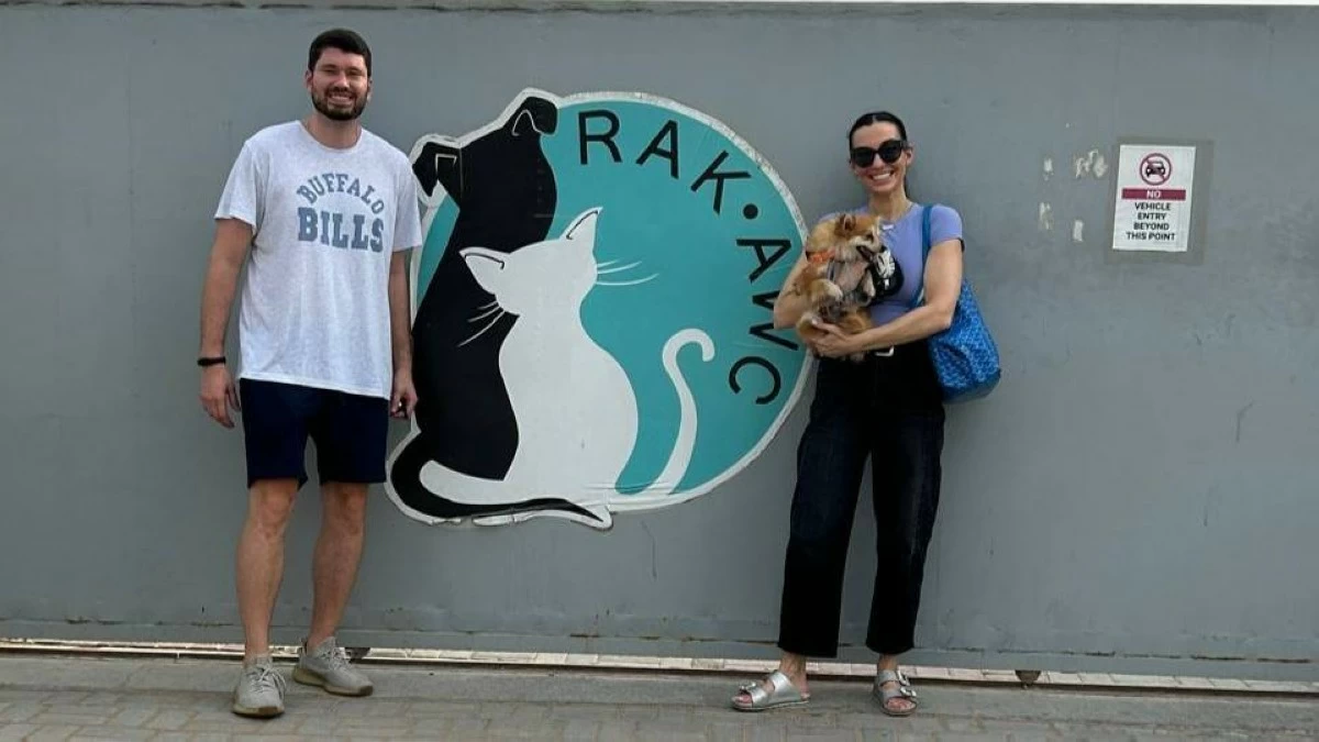 Laura and Tarik Erk after adopting Luna.
Photo credit: Supplied
