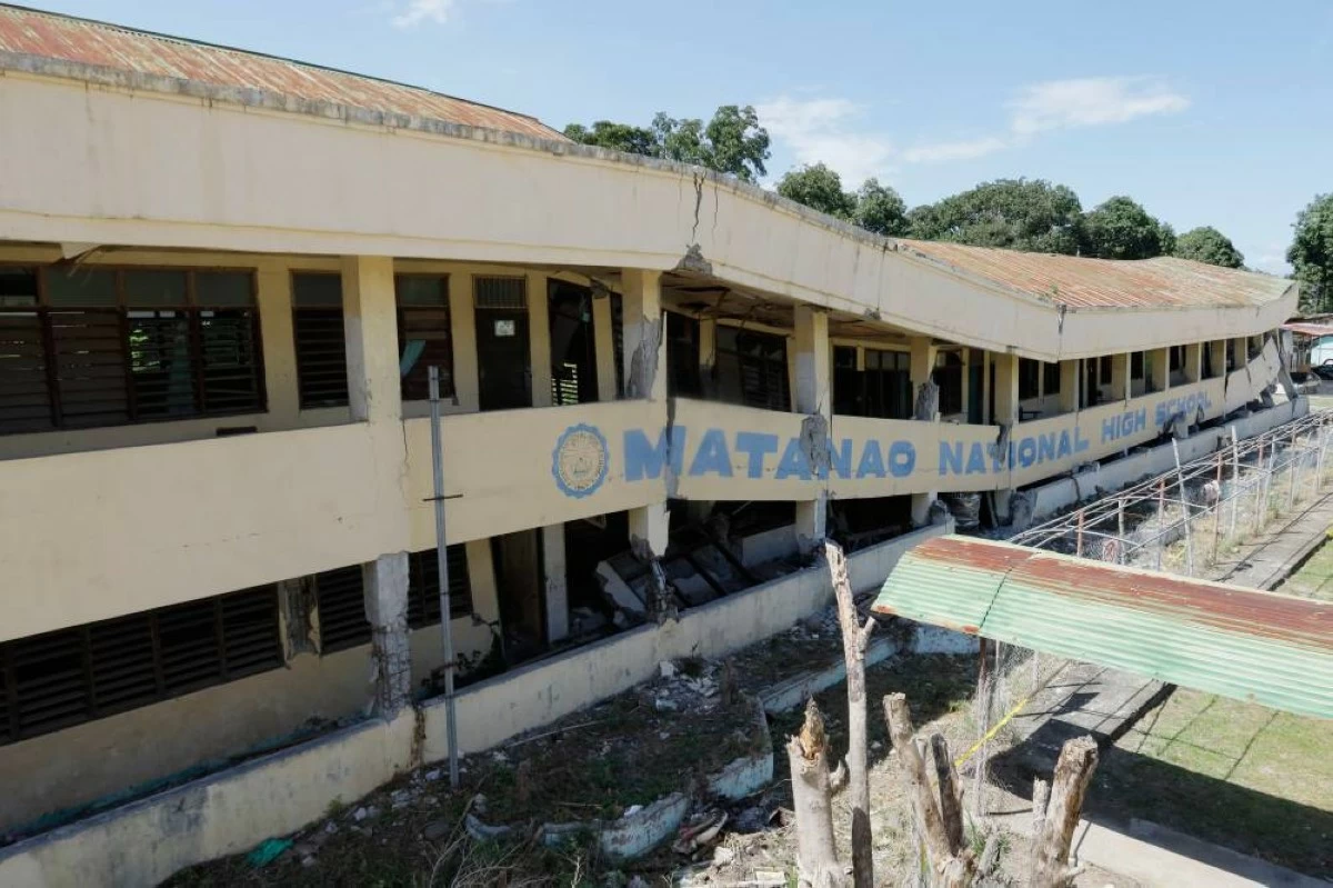An abandoned building that collapsed after an earthquake struck in Matanao, Davao del Sur province, Philippines on Monday June 8, 2026. AP