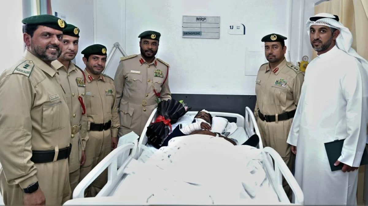 Dubai Police visits injured victims of minibus and truck collision