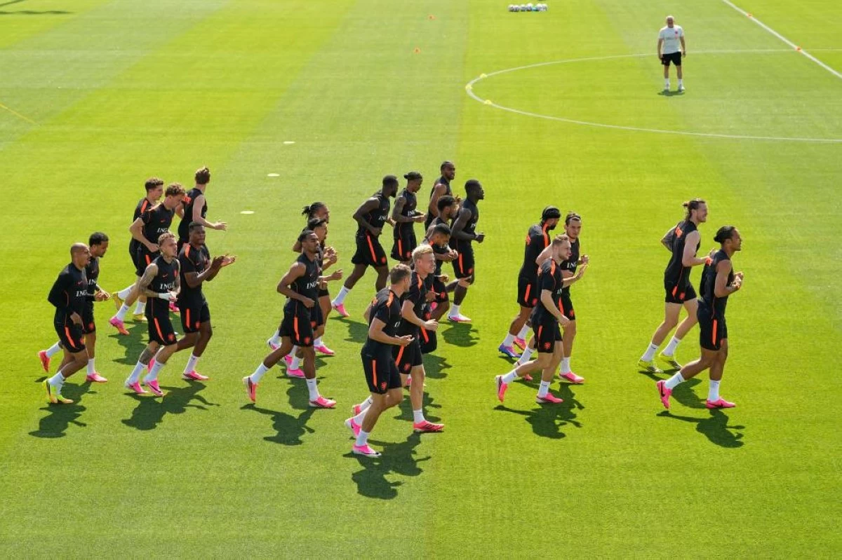 Netherlands' national team members practice for the World Cup tournament. Picture credit: AP