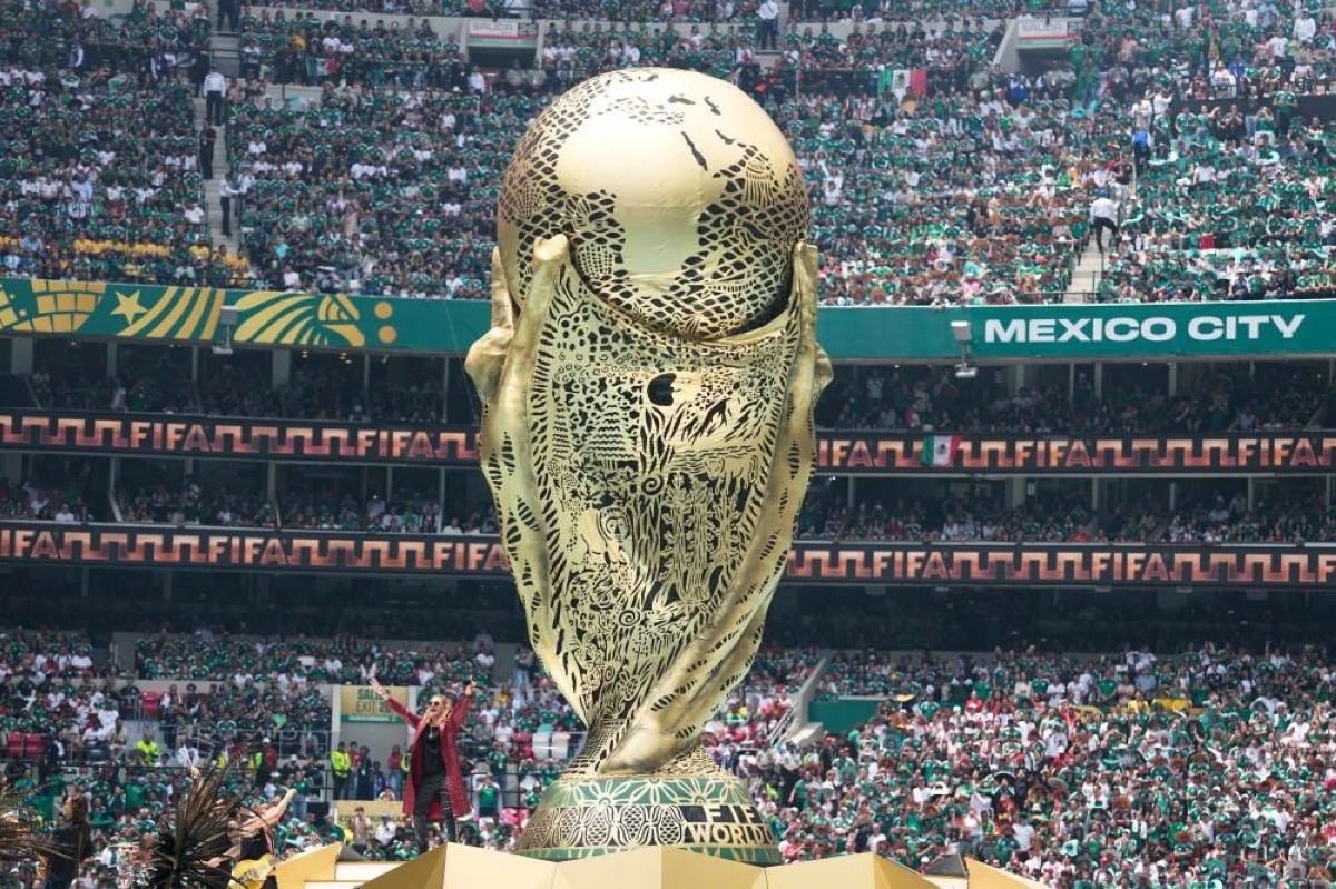 Fher Olvera, lead singer of Mexican pop rock band Mana performs before the start of the World Cup Group A soccer match between Mexico and South Africa in Mexico City. Picture credit: AP