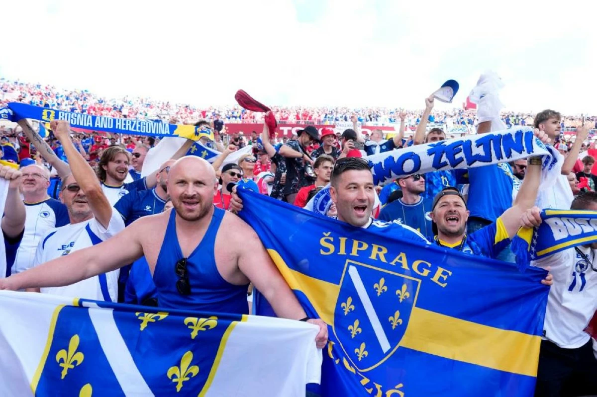 Bosnia fans cheer before the World Cup Group B match. Picture credit: AP