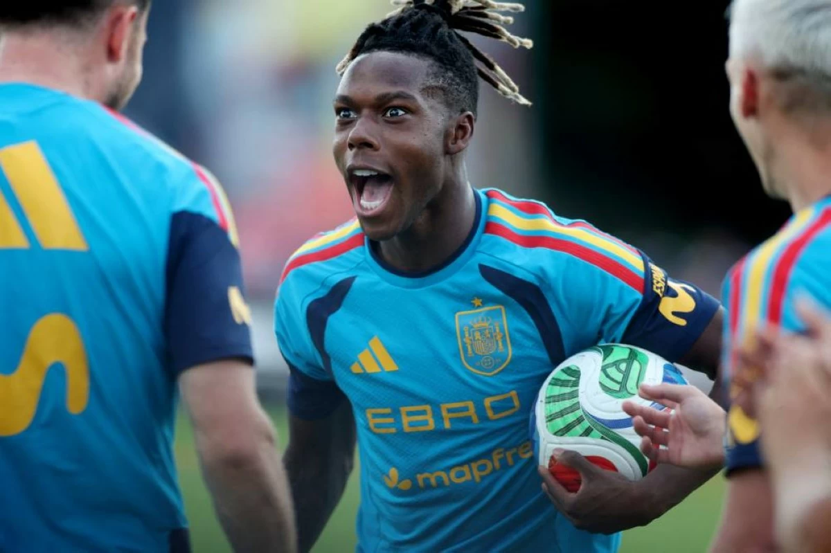 Spain's Nico Williams during training. Picture credit: Reuters