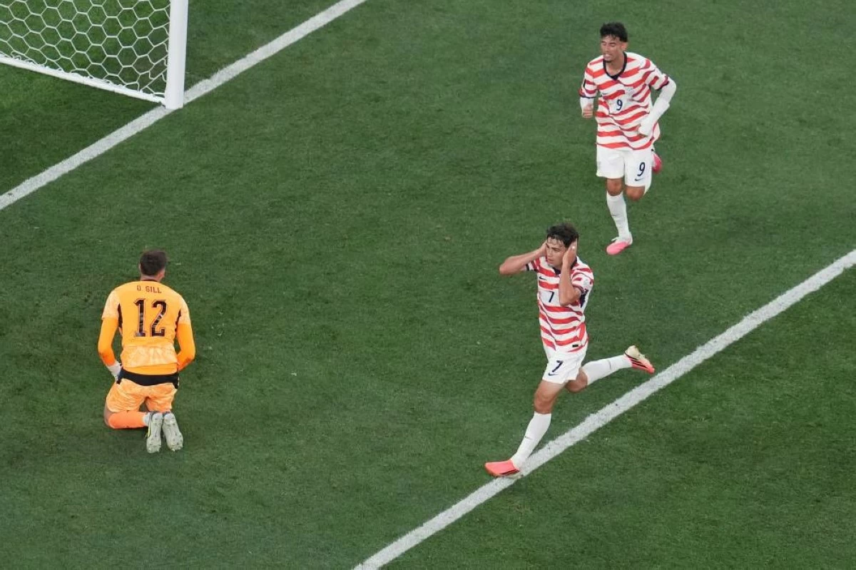 United States' Giovanni Reyna (7) celebrates scoring his side's 4th goal against Paraguay during a World Cup Group D soccer match in Inglewood, Calif., near Los Angeles, Friday, June 12, 2026. (AP)