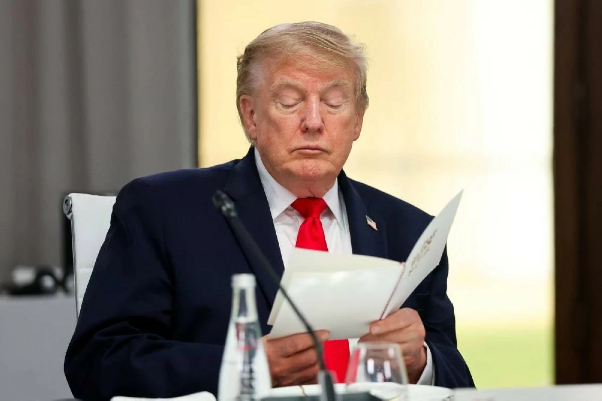 U.S. President Donald Trump attends a working lunch with leaders of G7 and the Middle East during the G7 summit, in Evian-les-Bains, France, June 16, 2026. REUTERS