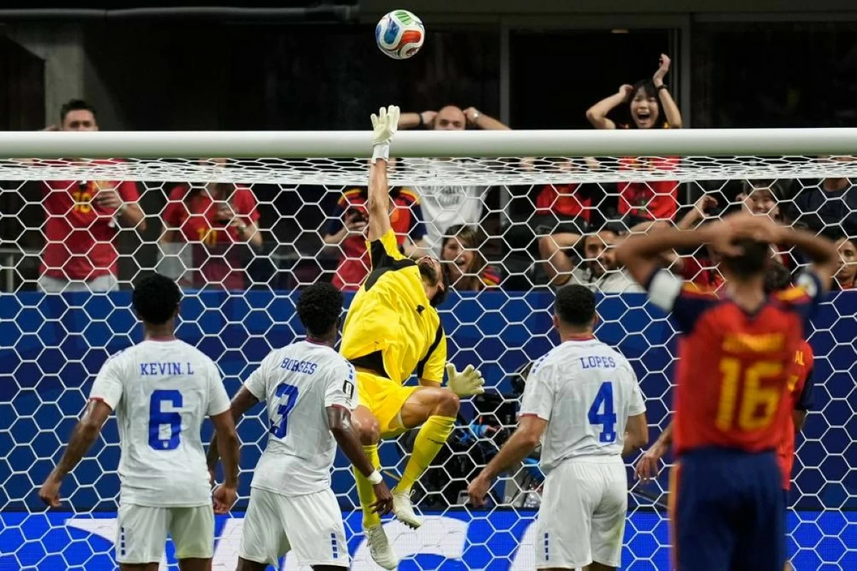 Vozinha (1) makes a save during the World Cup Group H soccer match between Spain and Cape Verde. File photograph. Picture credit: AP