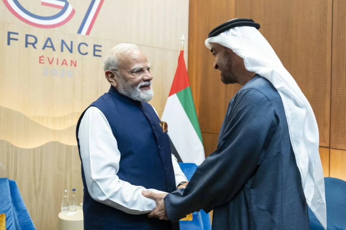 UAE President His Highness Sheikh Mohamed bin Zayed Al Nahyan met today with His Excellency Narendra Modi. Picture credit: WAM