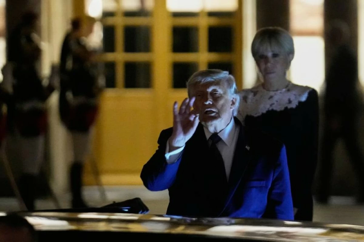 US President Donald Trump leaves the dinner at the Palace of Versailles, early Thursday, June 18, 2026, in Versailles, France. (AP)