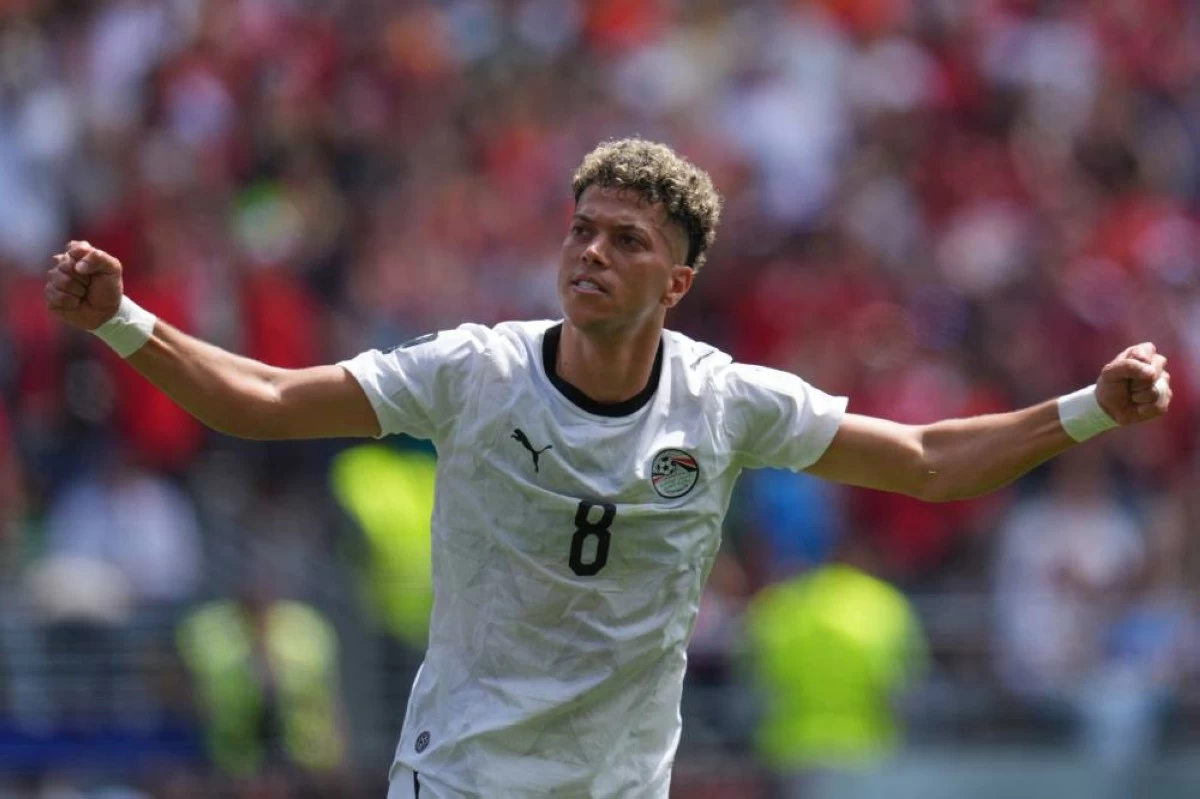 Egypt's Emam Ashour, celebrates after scoring the opening goal during the World Cup Group G soccer match between Belgium and Egypt in Seattle, US. File photograph. Picture credit: AP