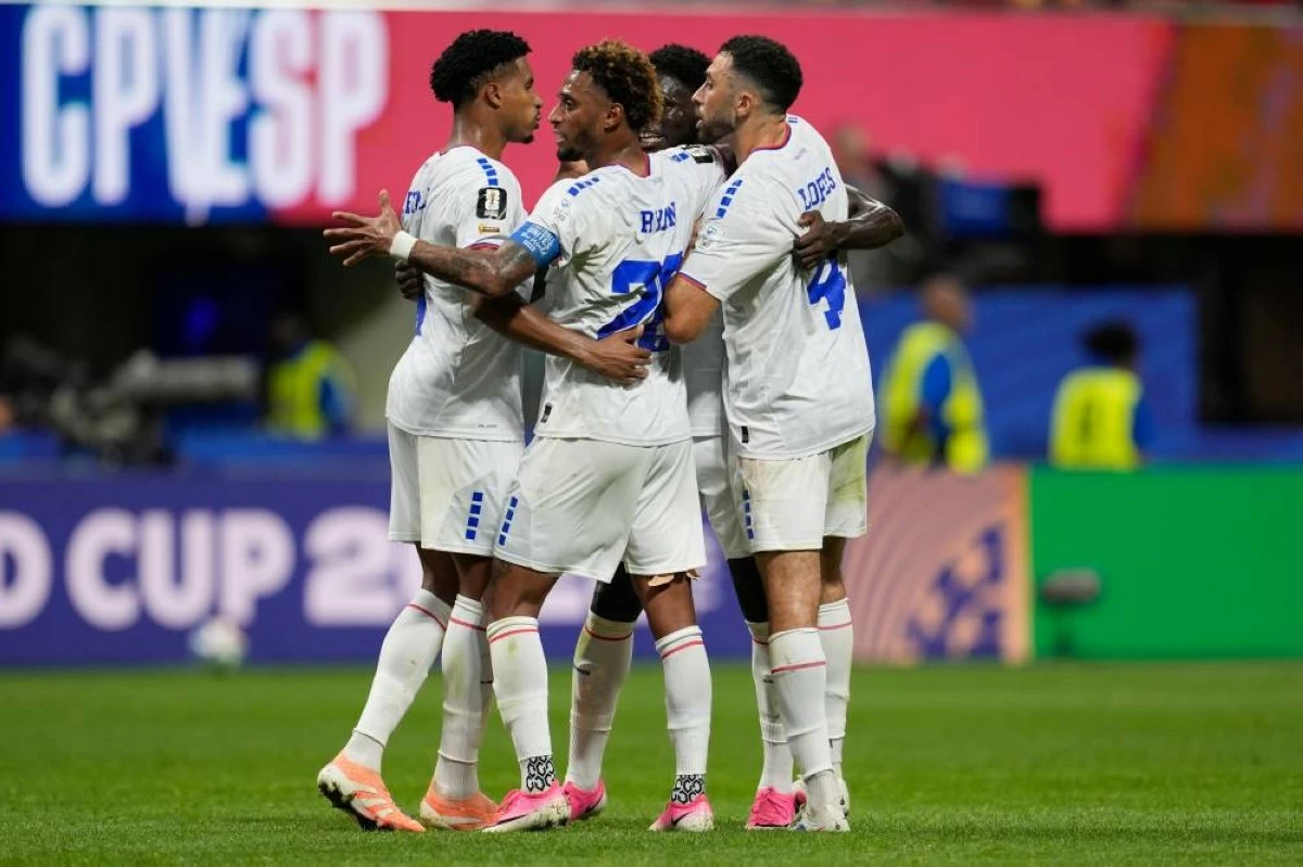 Cape Verde players celebrate after the World Cup Group H soccer match between Spain and Cape Verde in Atlanta. Picture credit: AP