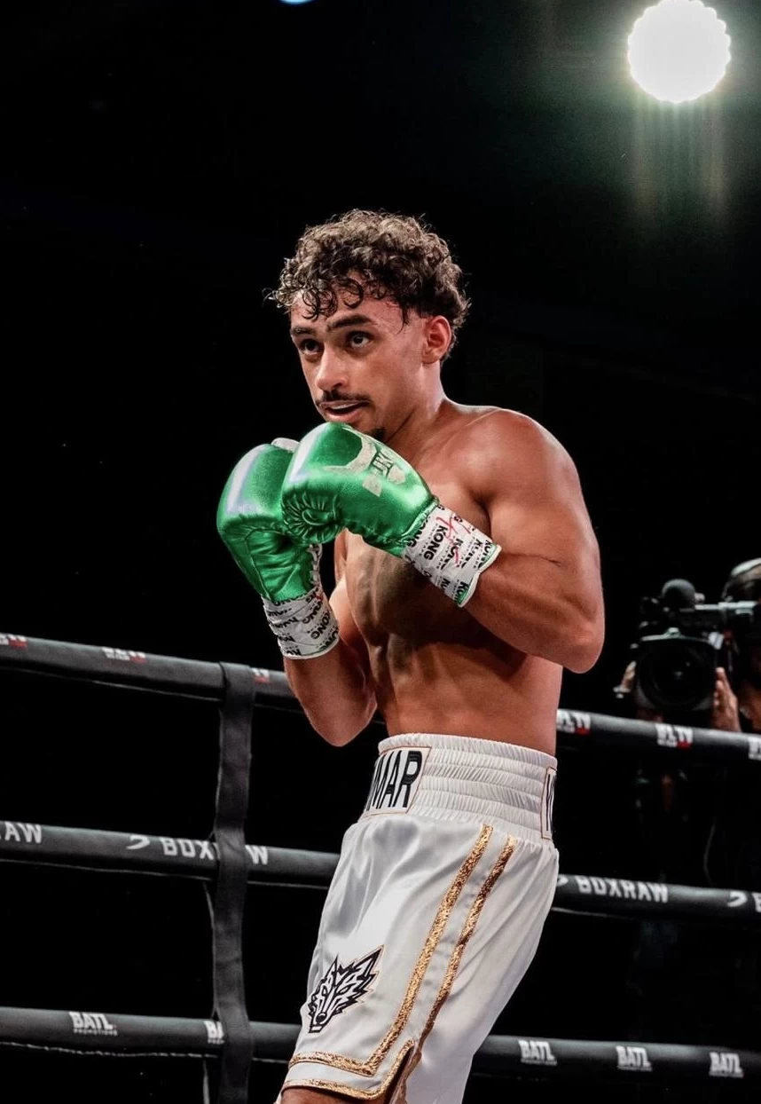 Ammar Tayel became the youngest Emirati boxer to compete in a professional bout and claim victory by knockout in his first professional appearance. Picture credit: WAM