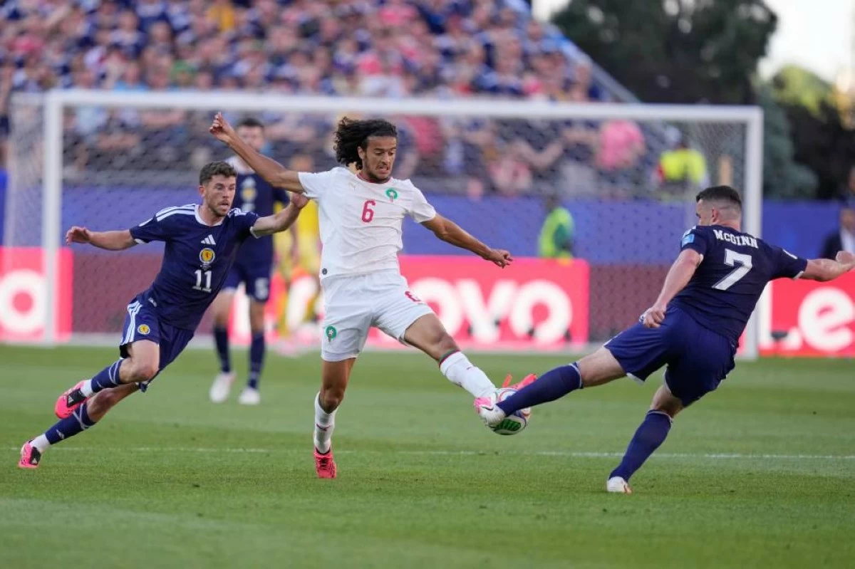 Ayyoub Bouaddi (centre), an 18-year-old standout, switched national teams from France to Morocco just weeks before the tournament kicked off. Picture credit: AP