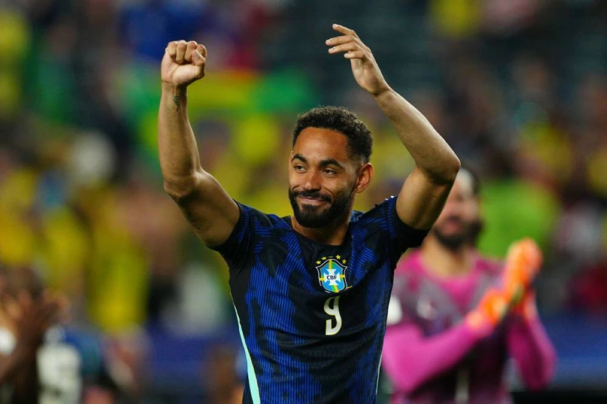 Brazil's Matheus Cunha (9) reacts after the World Cup Group C soccer match between Brazil and Haiti in Philadelphia, Friday, June 19, 2026. (AP)
