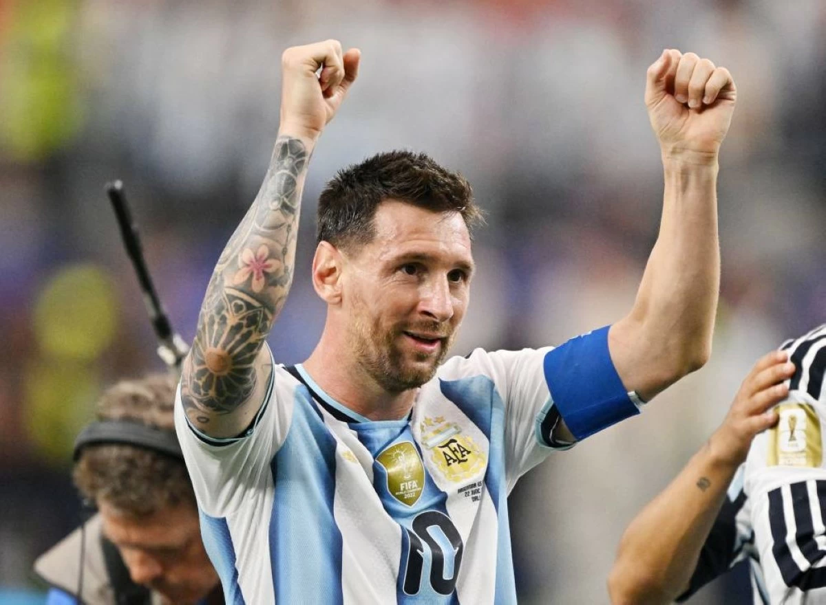 Argentina's Lionel Messi celebrates after the match. Picture credit: Reuters