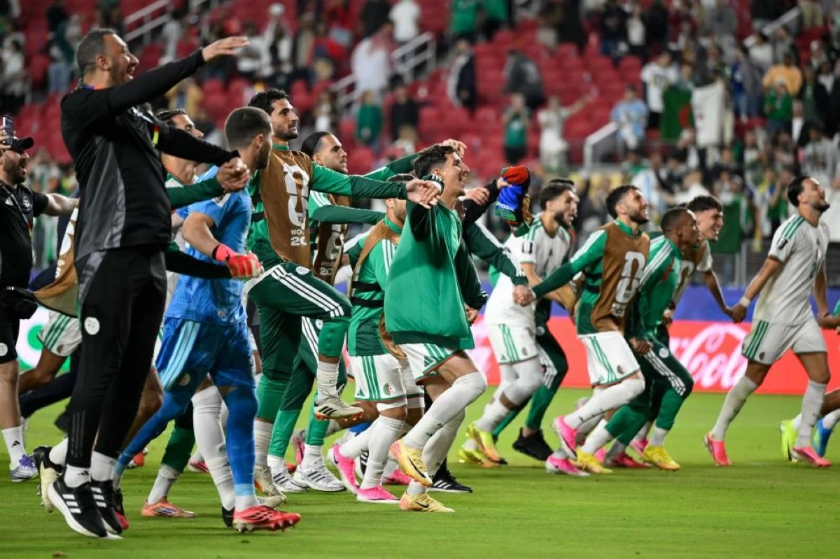 Players of Algeria react after the World Cup Group J soccer match against Jordan in Santa Clara, Calif., near San Francisco, Monday, June 22, 2026. (AP)