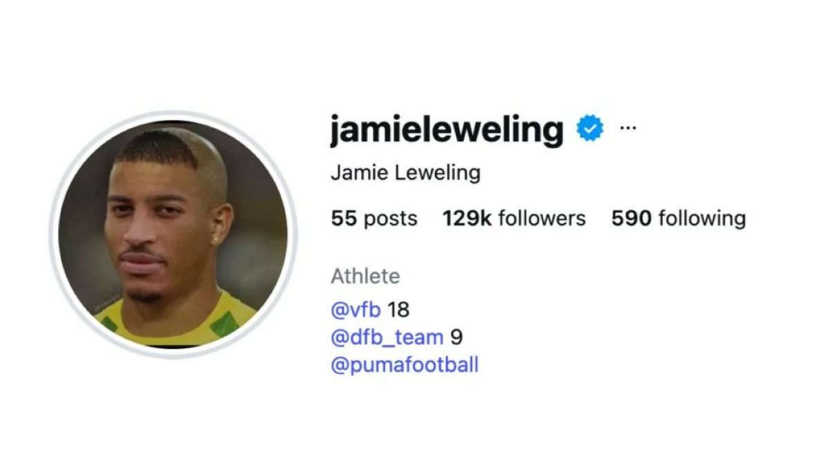 Jamie Leweling changed his Instagram profile picture to the AI-generated image of him sporting Ronaldo's iconic haircut. Picture credit: Instagram