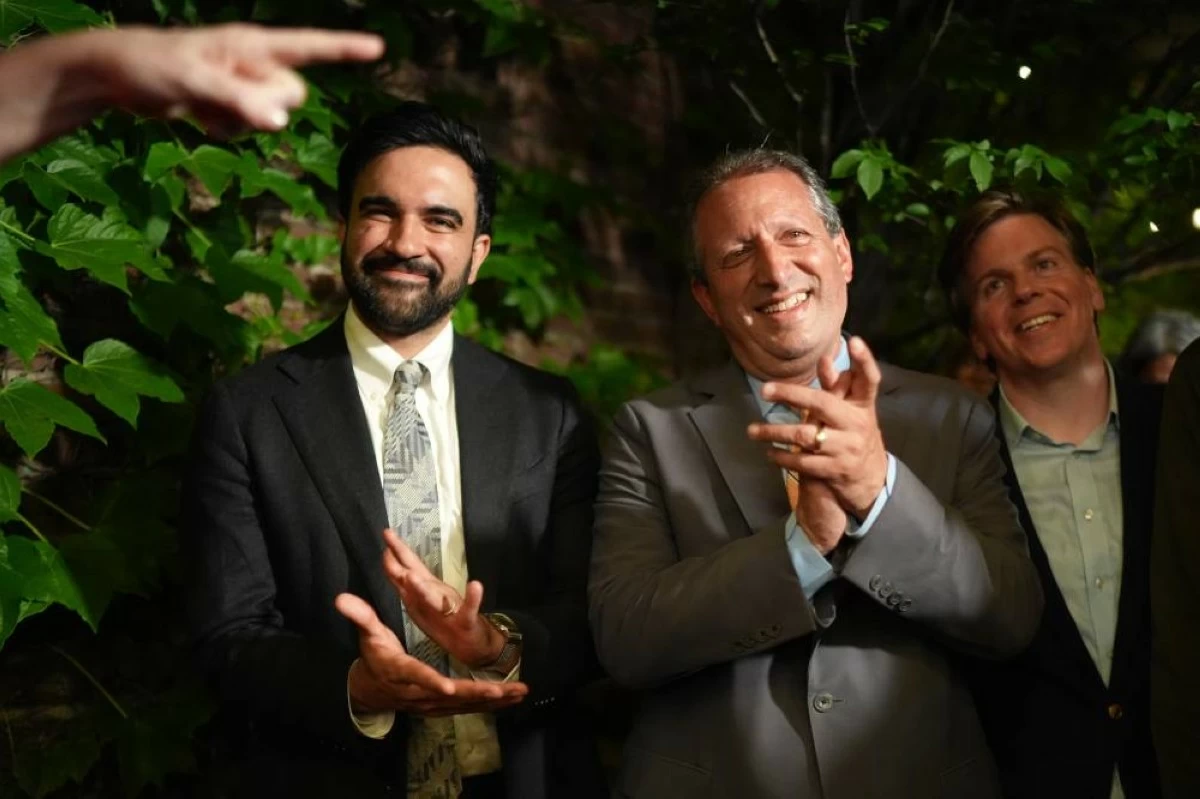 Democratic congressional candidate Brad Lander arrives with New York City Mayor Zohran Mamdani for an election night watch party Tuesday, June 23, 2026, in New York. (AP Photo/Ryan Murphy)