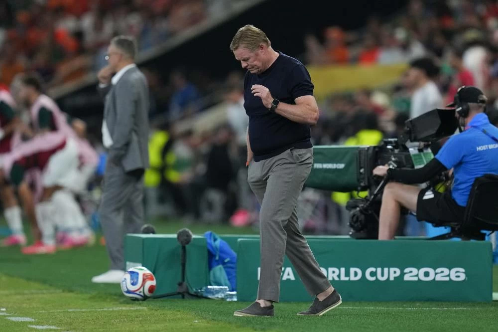 Netherlands head coach Ronald Koeman reacts during the World Cup round of 32 soccer match between the Netherlands and Morocco. Picture credit: AP