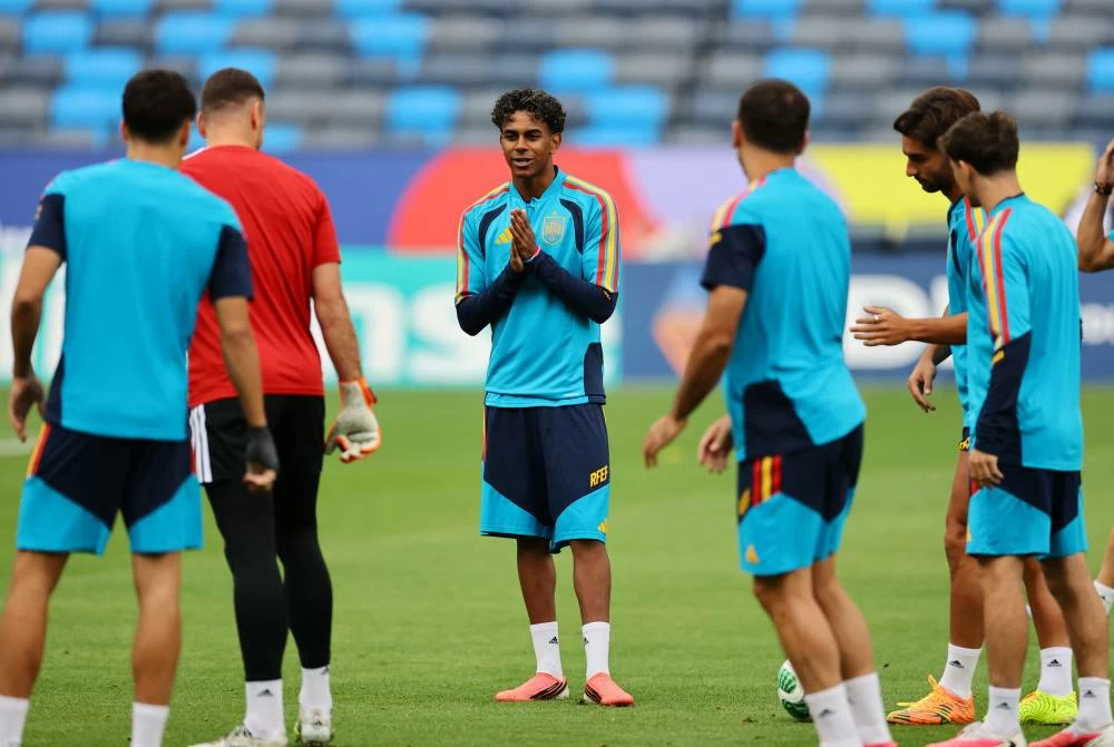 Spain's Lamine Yamal during training. Picture credit: Reuters