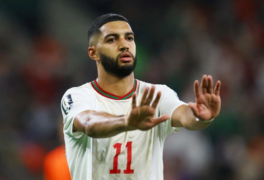 Morocco's Ismael Saibari reacts during their World Cup round of 32 match against Netherlands on June 29. (Reuters)