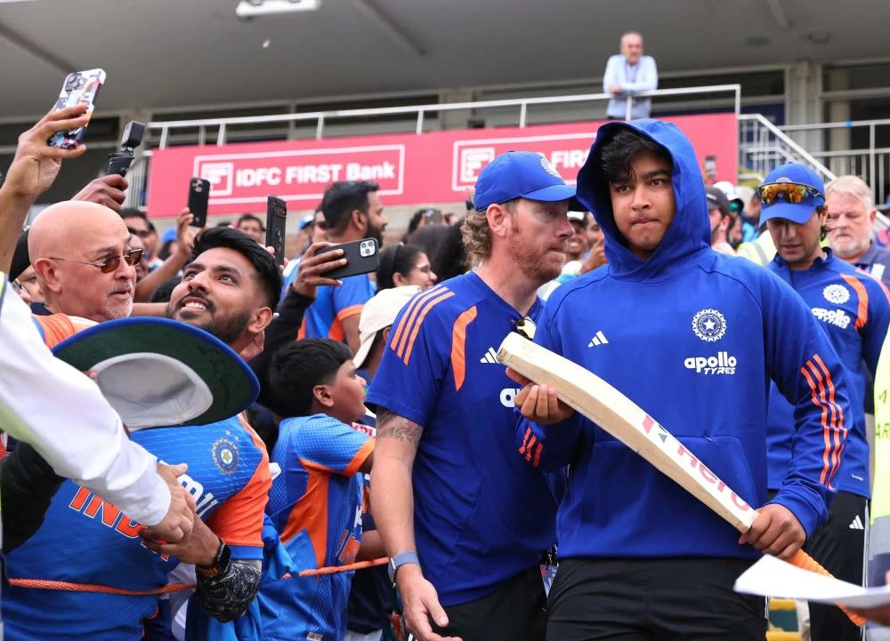 India's Vaibhav Sooryavanshi walks out for the warmups before the fir T20 international match between India and England on July 1. (Reuters)
