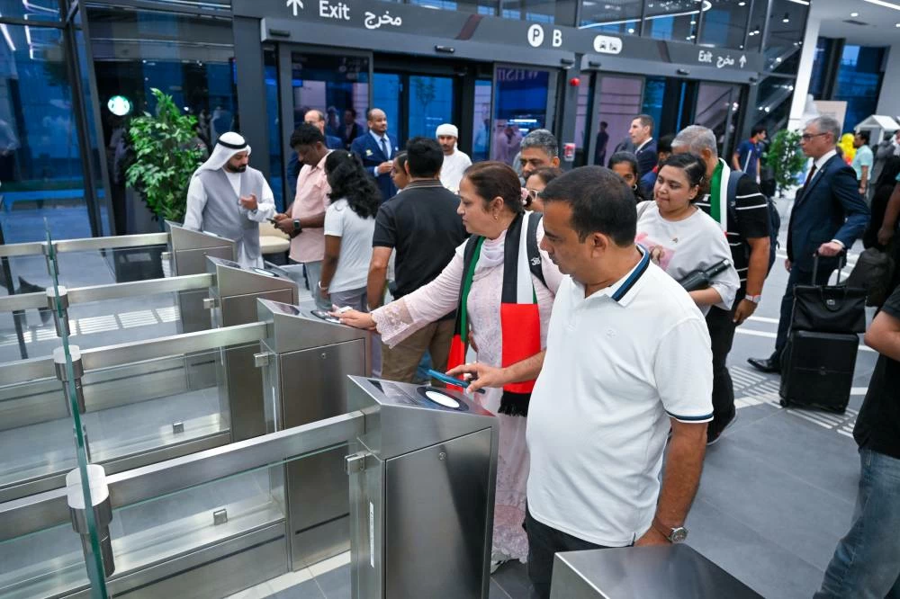 Passengers at the ticket gates to embark the first Etihad Rail passenger services from Fujairah to Abu Dhabi on June 30, 2026. Photo by Ashok Verma