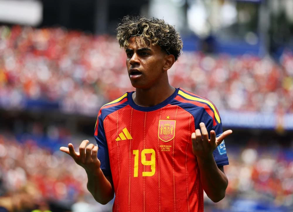 Spain's Lamine Yamal reacts after Marc Cucurella's goal is disallowed in the Spain v Austria match. Picture credit: Reuters