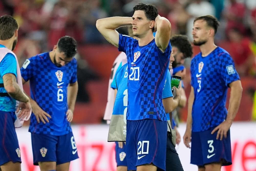 Croatia's Igor Matanovic (20) reacts to a loss during the World Cup round of 32 soccer match between Portugal and Croatia in Toronto, Thursday, July 2, 2026. (AP)
