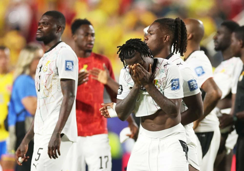 Ghana's Abdul Fatawu looks dejected after the match as Ghana are eliminated from the World Cup REUTERS
