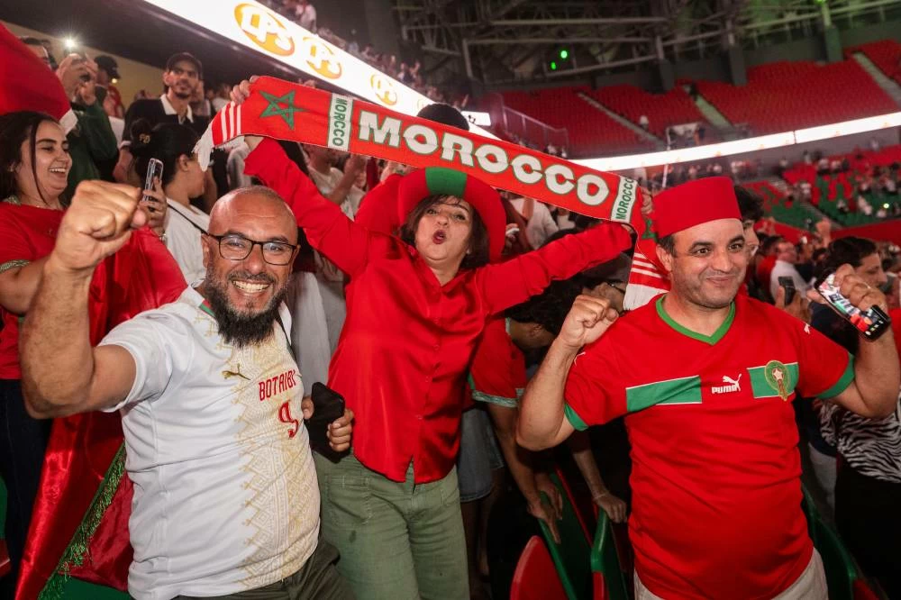 Moroccan fans celebrate after their team won on penalty kicks in the World Cup round of 32 soccer match between the Netherlands and Morocco, in Rabat, Morocco, Tuesday, June 30, 2026. (AP)
