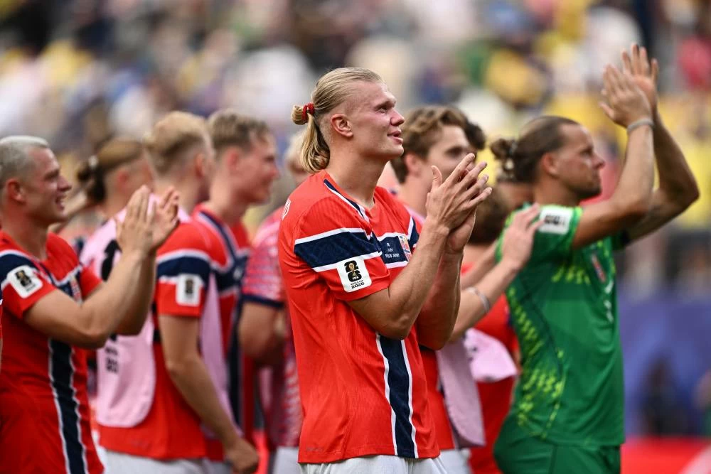 Norway's Erling Haaland celebrates after the match as Norway qualify for the quarter finals of the World Cup REUTERS