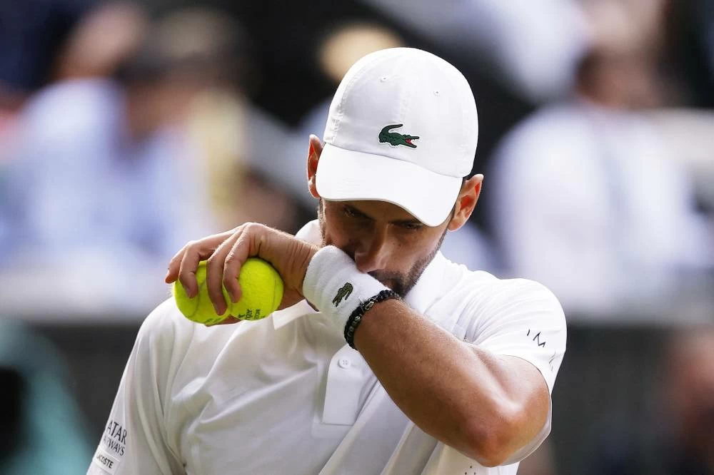 Serbia's Novak Djokovic reacts during his semi final match against Italy's Jannik Sinner. Picture credit: Reuters