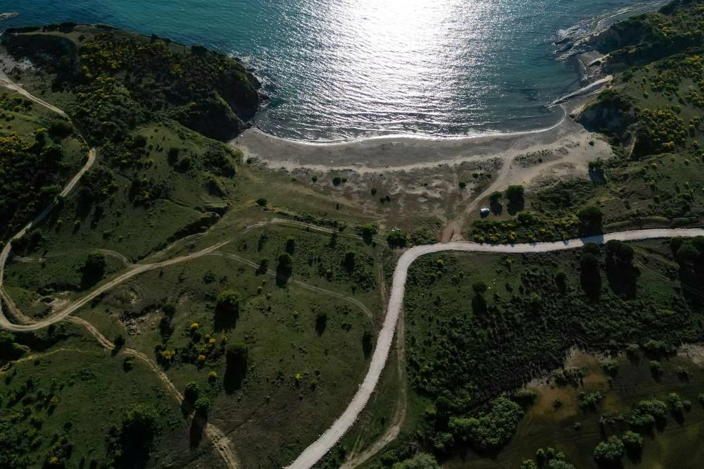 A drone view of a bay at the Vjosa-Narta Protected Area, where a luxury resort is planned by a company linked to Donald Trump's son-in-law, Jared Kushner, in Zvernec near Vlora, Albania, June 10, 2026. REUTERS