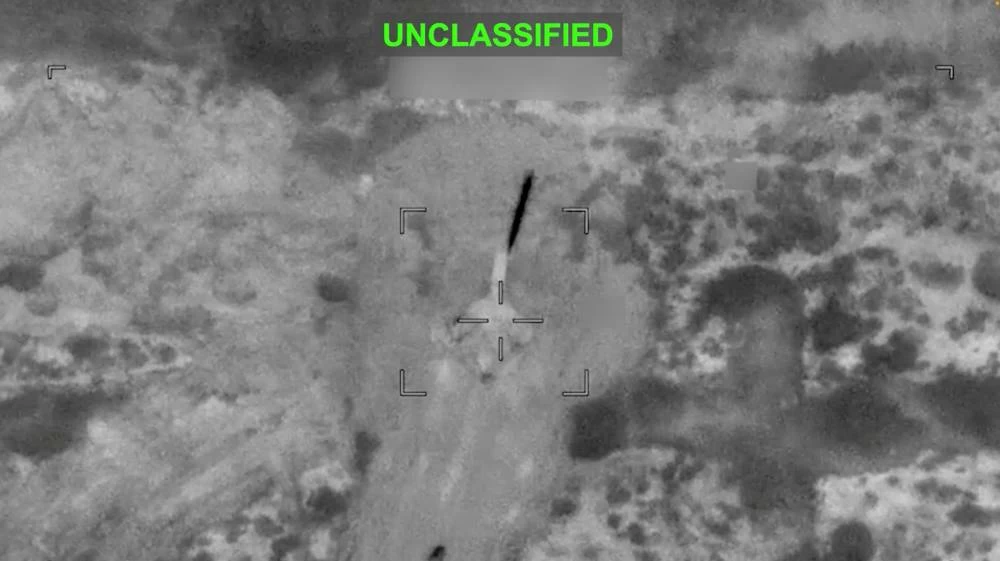 A projectile approaches a target at an undisclosed location following strikes on Iran, according to U.S. Central Command (CENTCOM), in this screen grab taken from a handout video released on July 12, 2026. Reuters was unable to independently verify the location or the date on which the video was filmed. No earlier version of the video was found online prior to July 12. REUTERS.