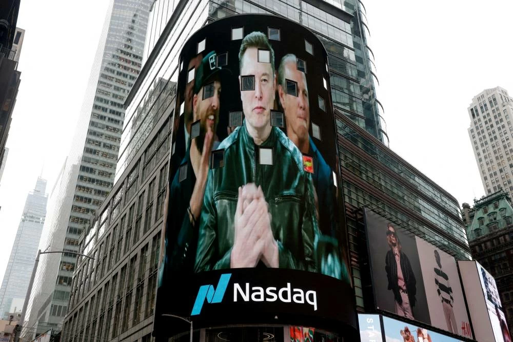 A live feed shows SpaceX CEO Elon Musk on the day of SpaceX's initial public offering (IPO) at the Nasdaq MarketSite, in New York City, U.S., June 12, 2026. Reuters
