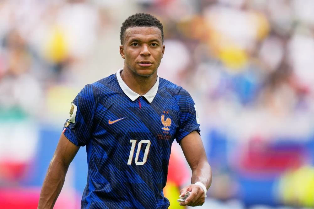 France's Kylian Mbappe walks off the pitch during the World Cup third-place playoff soccer match between France and England in Miami Gardens. AP