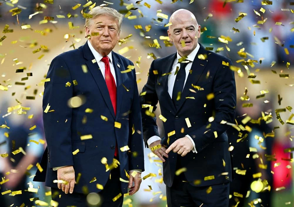 U.S. President Donald Trump and FIFA President Gianni Infantino during the trophy presentation after a World Cup match. Picture credit: Reuters