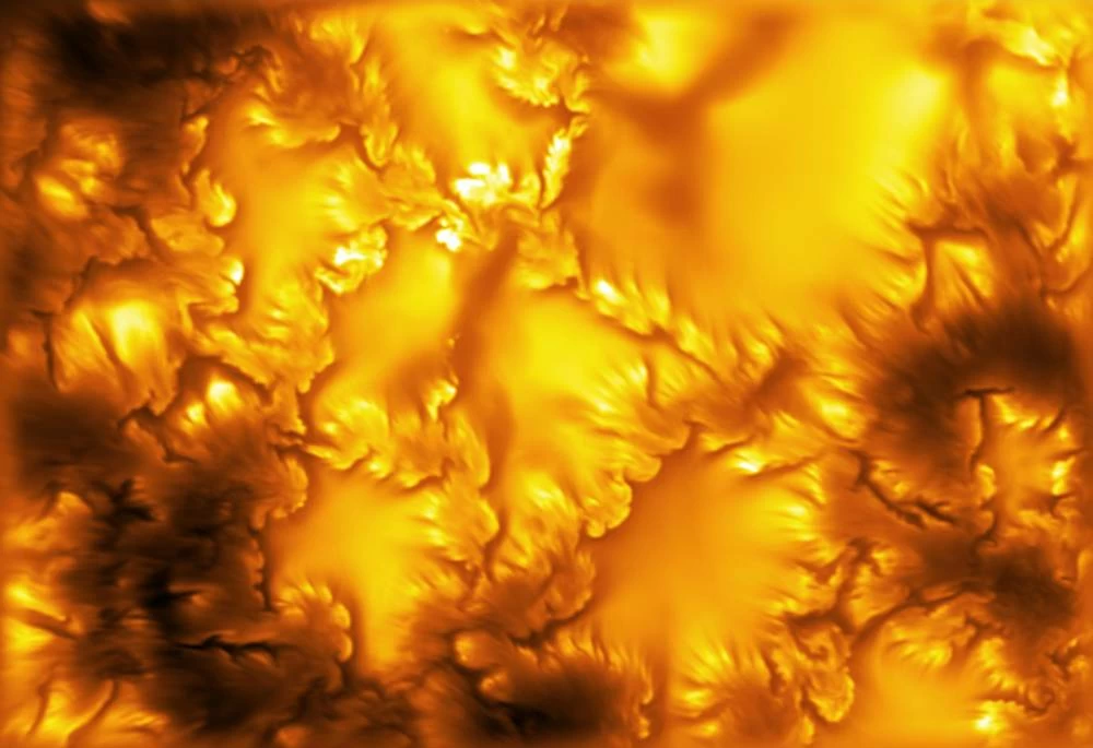 This undated image provided by the NSF National Solar Observatory on Monday, Aug. 3, 2026, shows the sun's surface. Picture credit: AP