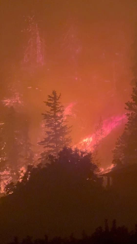 Wildfire burns in Summerland, British Columbia, Canada August 8, 2026, in this screen grab obtained from a social media video. REUTERS 