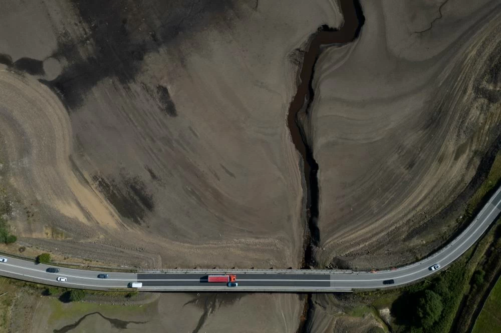 Woodhead reservoir near Manchester, England, Thursday, Aug. 13, 2026, as more than two-thirds of the UK suffers under drought conditions. Picture credit: AP