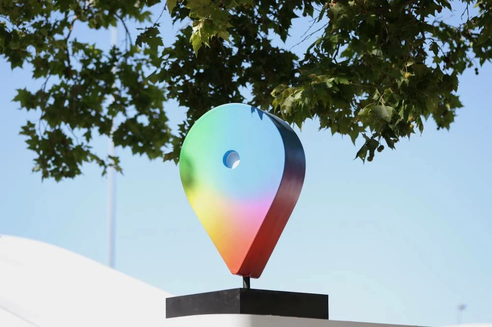 A Google Maps symbol is displayed near an entrance at Google's I/O 2026 developer conference in Mountain View, California, US on May 19, 2026. REUTERS/Manuel Orbegozo